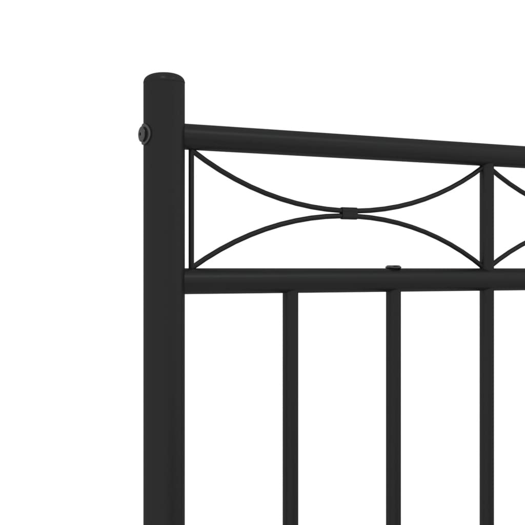 Stylish Black Metal Bed Frame with Headboard 120x200cm