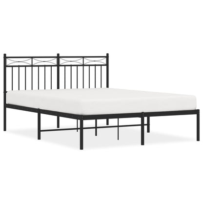 Black Metal Bed Frame with Headboard 140x190cm - Sturdy Design