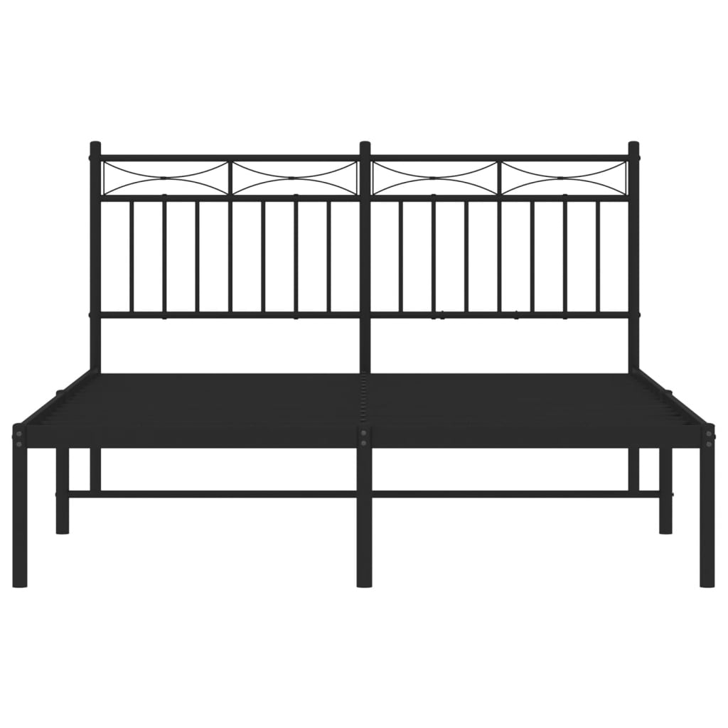 Black Metal Bed Frame with Headboard 140x190cm - Sturdy Design