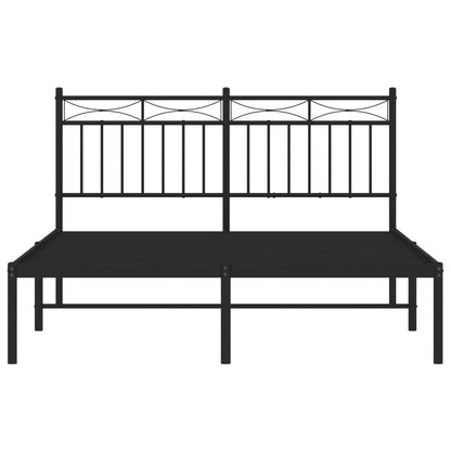 Black Metal Bed Frame with Headboard 140x190cm - Sturdy Design