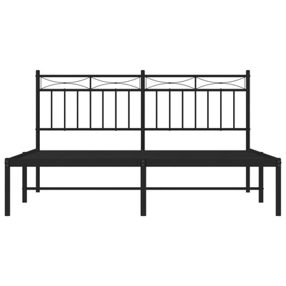 Black Metal Bed Frame with Headboard, 160x200cm, No Mattress