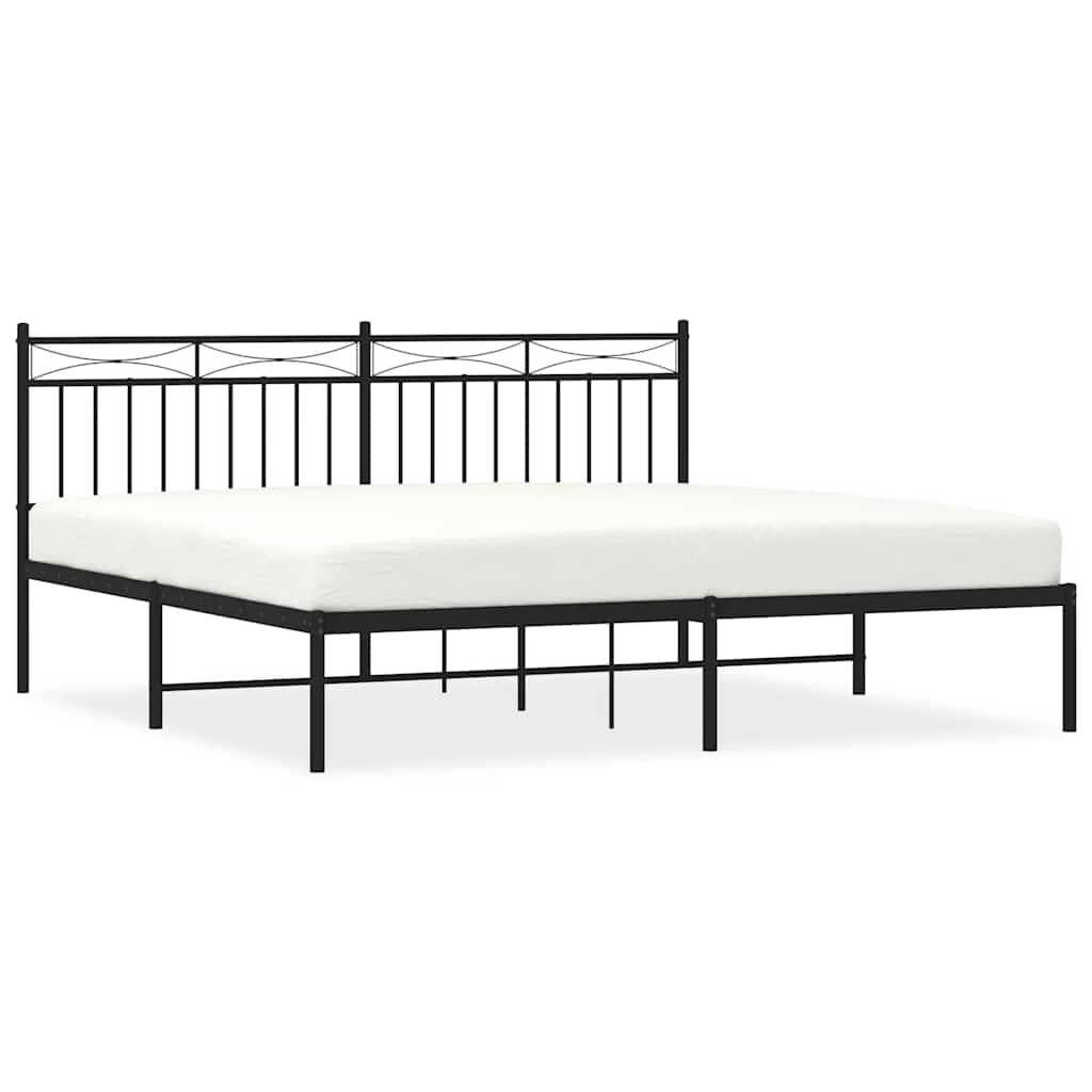 Black Metal Bed Frame with Headboard 183x213cm - Mattress Excluded