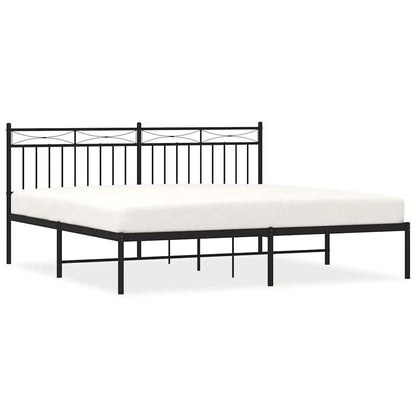 Black Metal Bed Frame with Headboard 183x213cm - Mattress Excluded