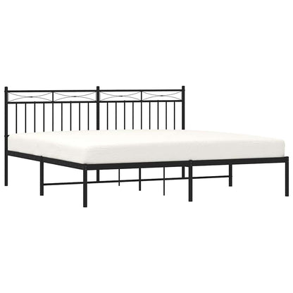 Black Metal Bed Frame with Headboard 183x213cm - Mattress Excluded