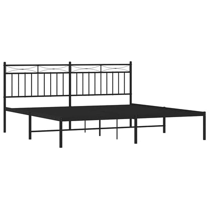 Black Metal Bed Frame with Headboard 183x213cm - Mattress Excluded