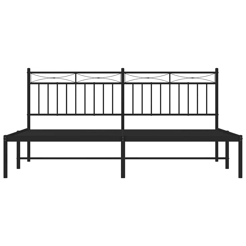 Black Metal Bed Frame with Headboard 183x213cm - Mattress Excluded