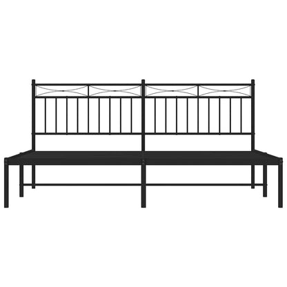 Black Metal Bed Frame with Headboard 183x213cm - Mattress Excluded