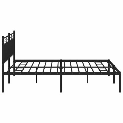 Black Metal Bed Frame with Headboard 183x213cm - Mattress Excluded