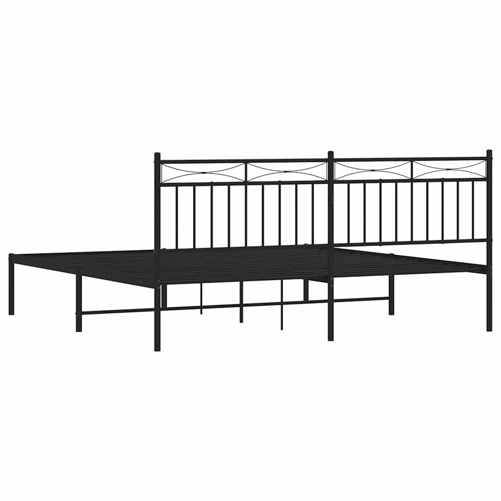 Black Metal Bed Frame with Headboard 183x213cm - Mattress Excluded