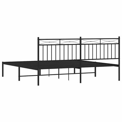 Black Metal Bed Frame with Headboard 183x213cm - Mattress Excluded