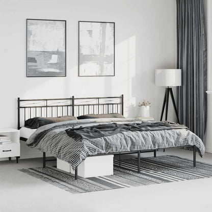 Black Metal Bed Frame with Headboard 183x213cm - Mattress Excluded