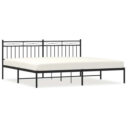 Black Metal Bed Frame with Headboard - No Mattress, 193x203cm