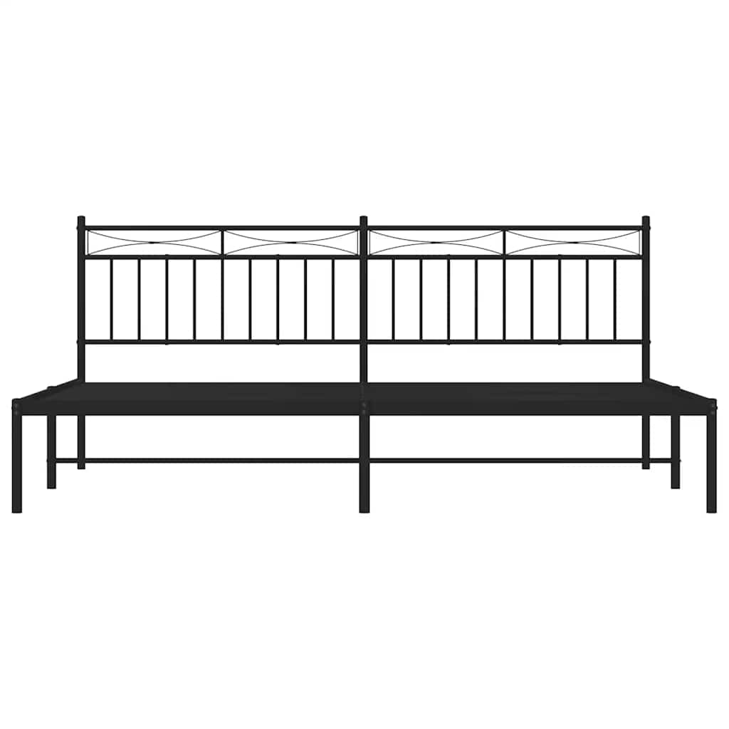 Black Metal Bed Frame with Headboard - No Mattress, 193x203cm