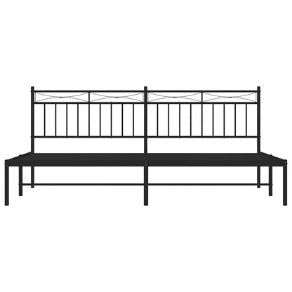 Black Metal Bed Frame with Headboard - No Mattress, 193x203cm