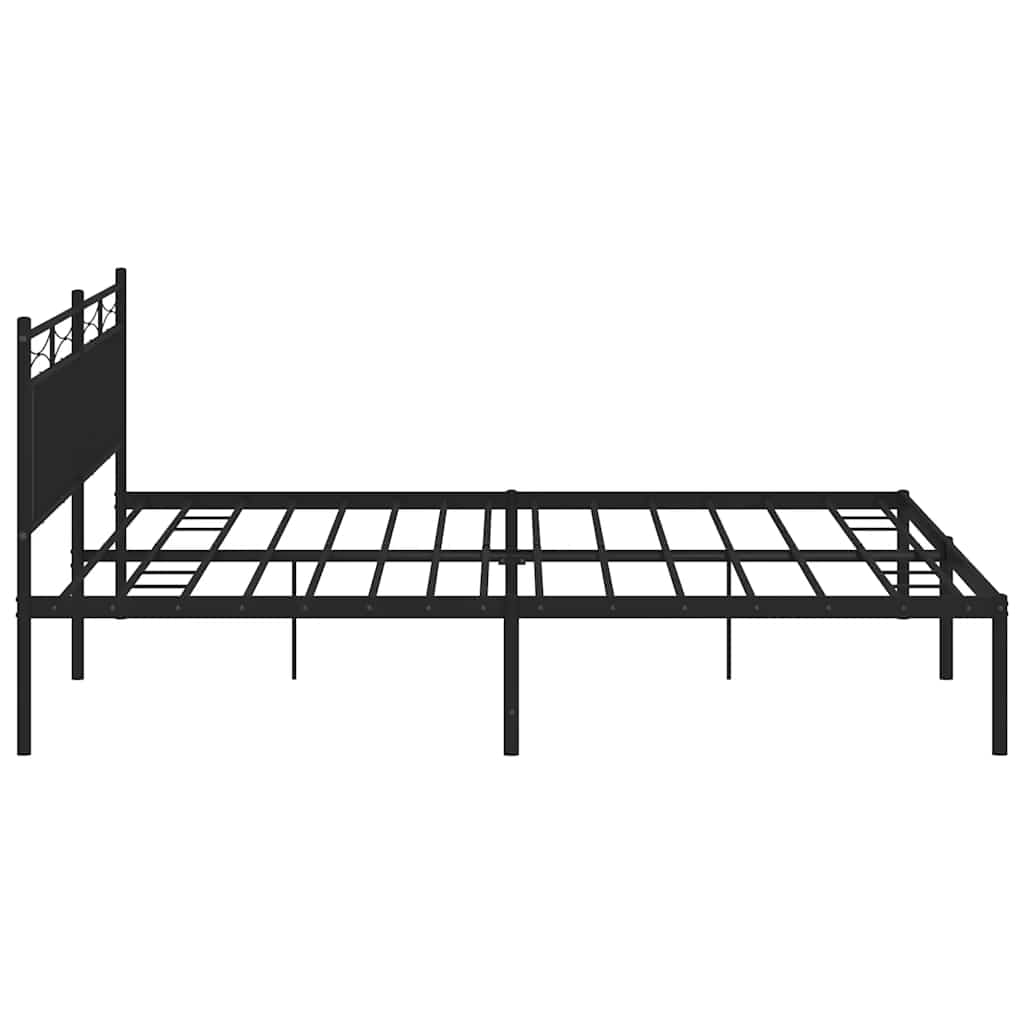 Black Metal Bed Frame with Headboard - No Mattress, 193x203cm