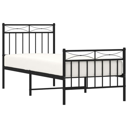 Black Metal Bed Frame with Footboard - 75x190cm | No Mattress