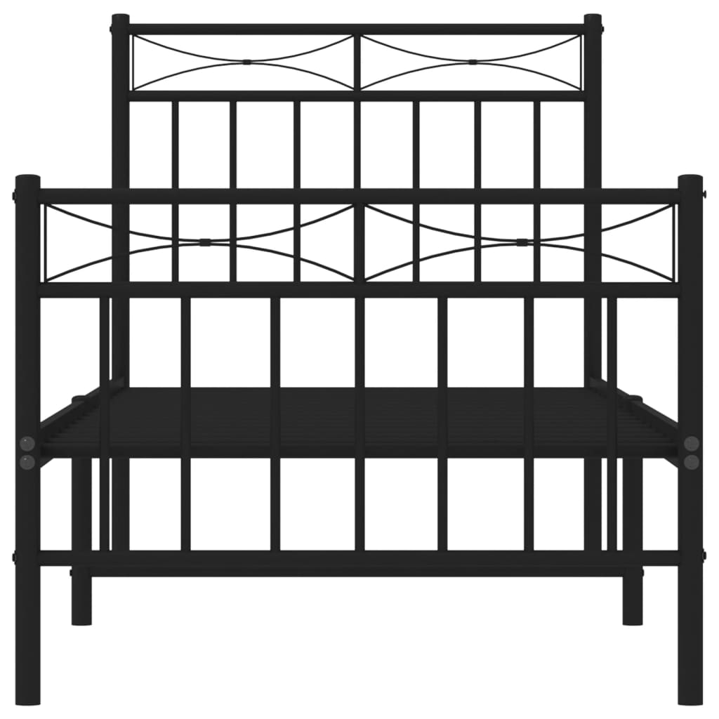 Black Metal Bed Frame with Footboard - 75x190cm | No Mattress