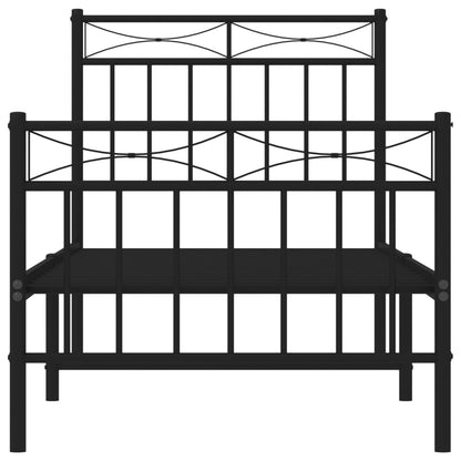 Black Metal Bed Frame with Footboard - 80x200cm, Mattress Not Included
