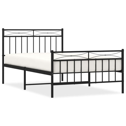 Sleek Black Metal Bed Frame with Footboard - 107x203cm