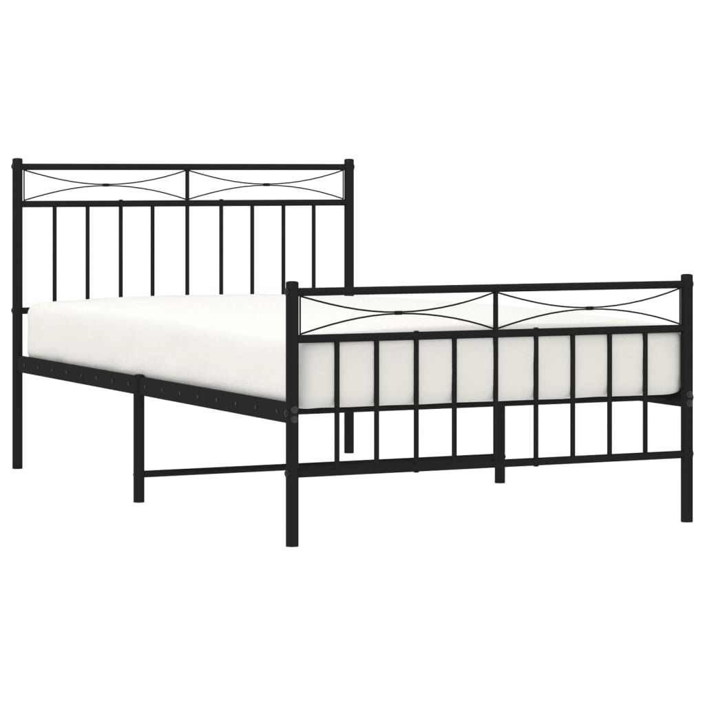 Sleek Black Metal Bed Frame with Footboard - 107x203cm