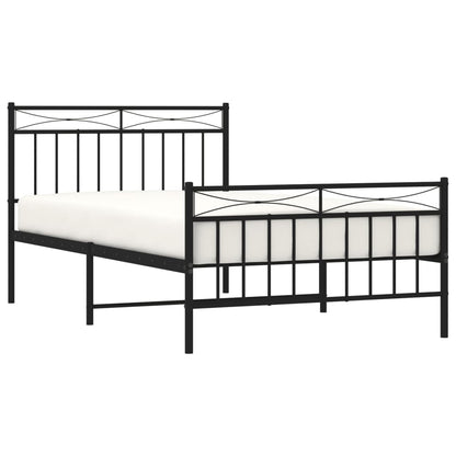 Sleek Black Metal Bed Frame with Footboard - 107x203cm