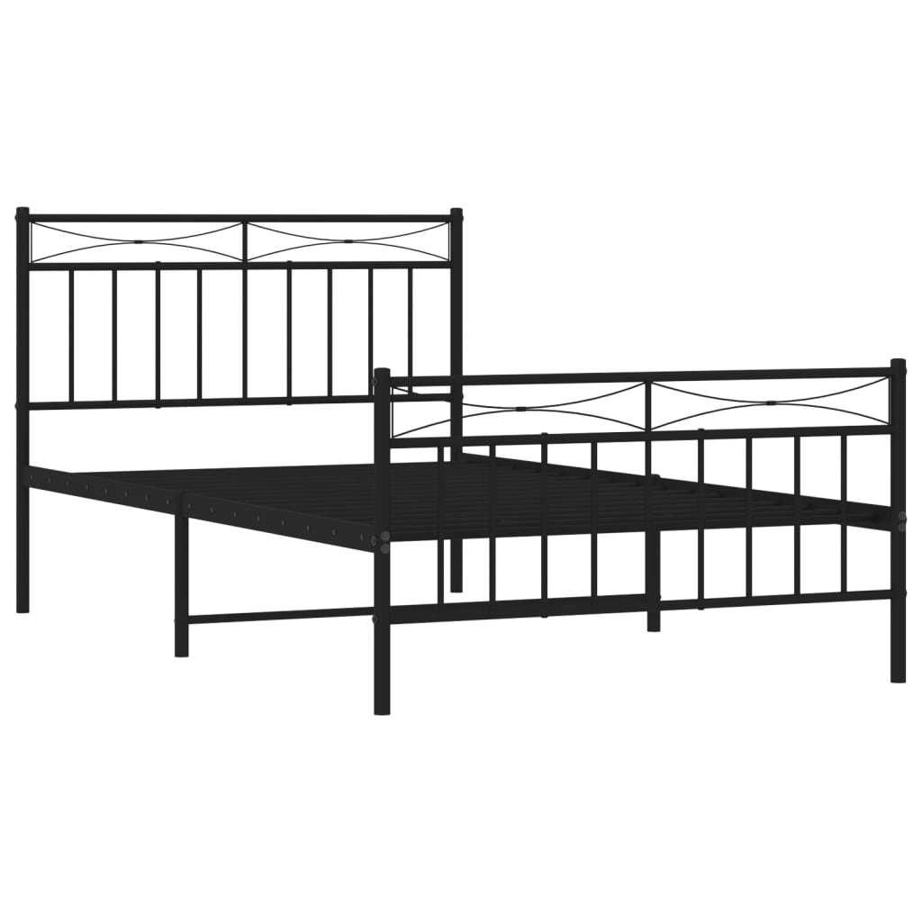 Sleek Black Metal Bed Frame with Footboard - 107x203cm