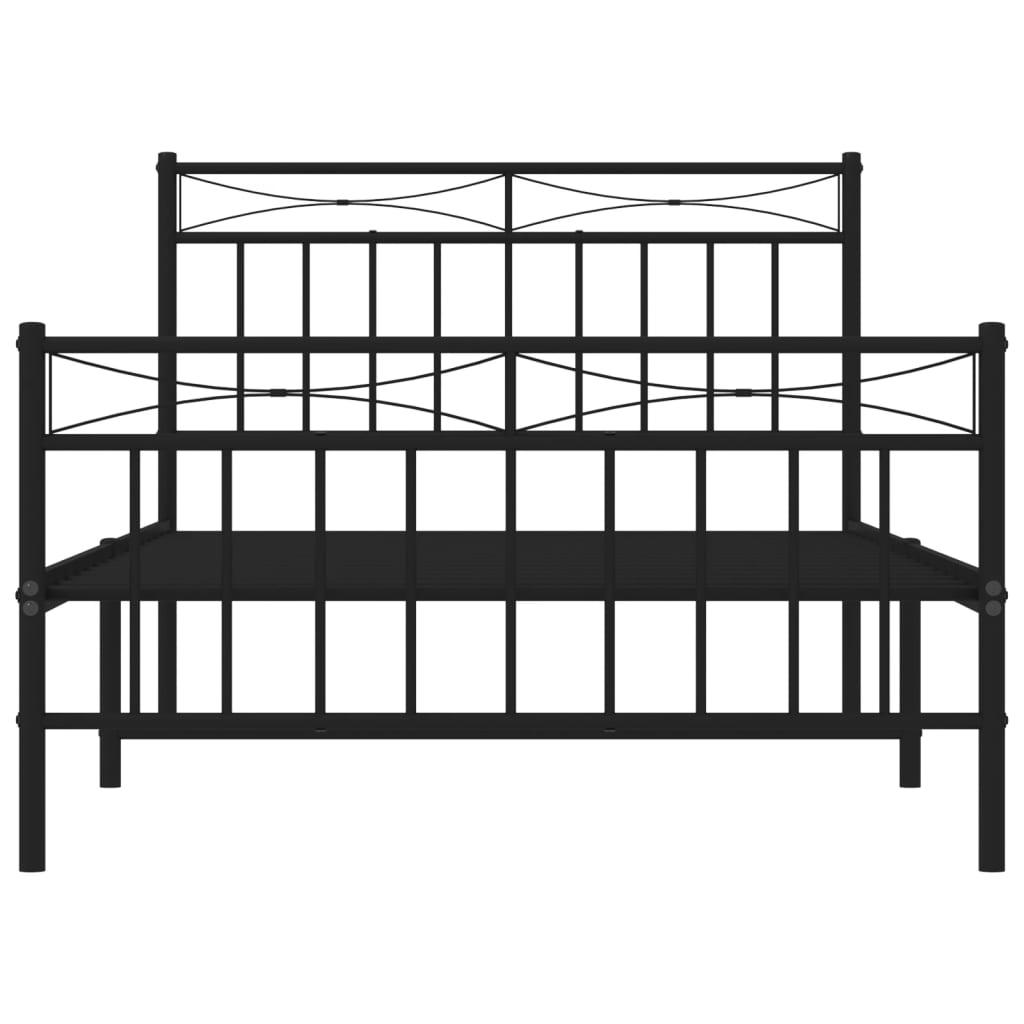Sleek Black Metal Bed Frame with Footboard - 107x203cm