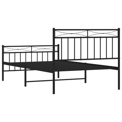 Sleek Black Metal Bed Frame with Footboard - 107x203cm