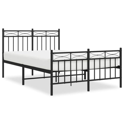 Modern Black Metal Bed Frame with Footboard - 120x190cm