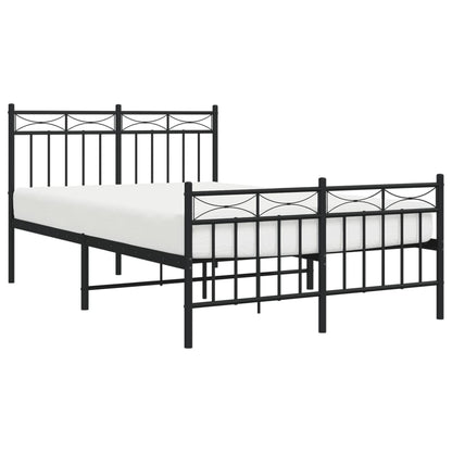 Modern Black Metal Bed Frame with Footboard - 120x190cm