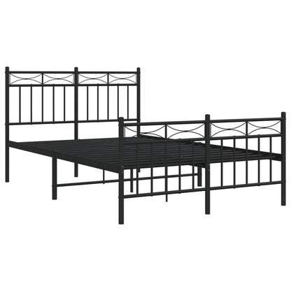 Modern Black Metal Bed Frame with Footboard - 120x190cm