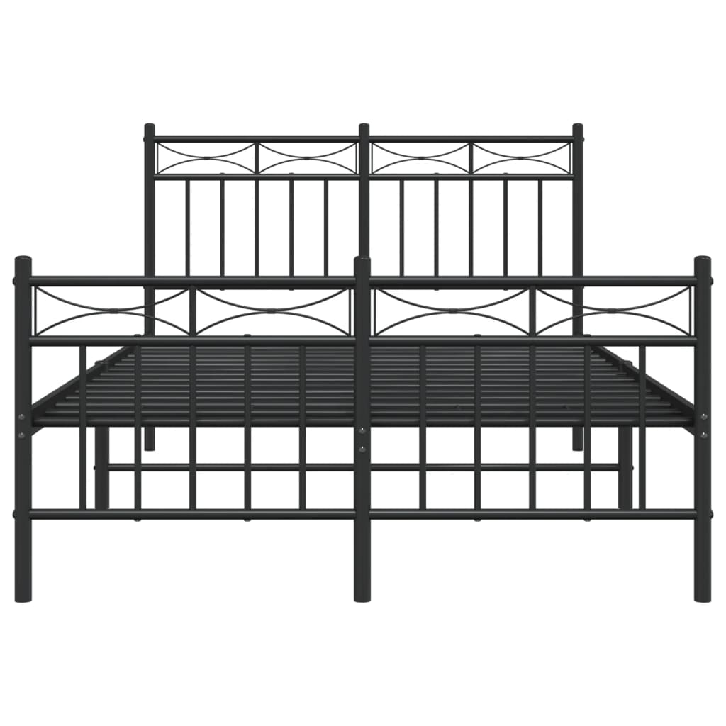 Modern Black Metal Bed Frame with Footboard - 120x190cm