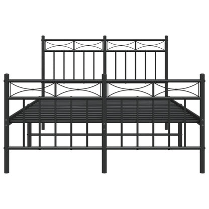 Modern Black Metal Bed Frame with Footboard - 120x190cm
