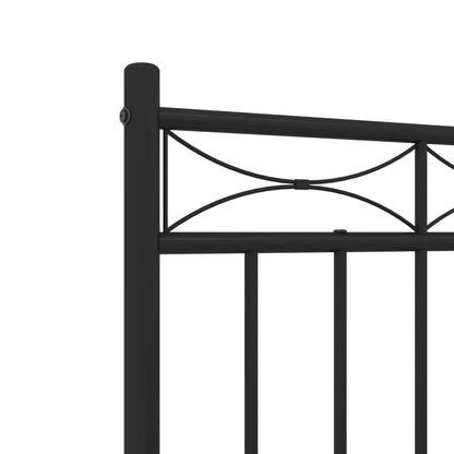Modern Black Metal Bed Frame with Footboard - 120x190cm