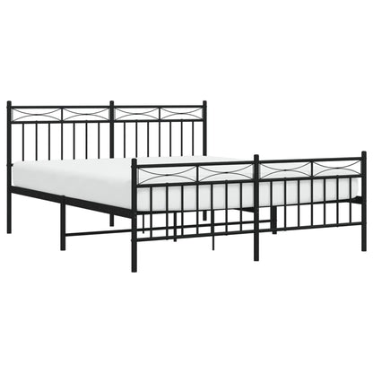 Sleek Black Metal Bed Frame with Footboard, 160x200cm - No Mattress
