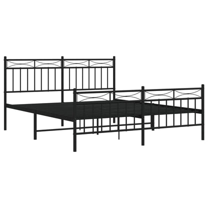 Sleek Black Metal Bed Frame with Footboard, 160x200cm - No Mattress