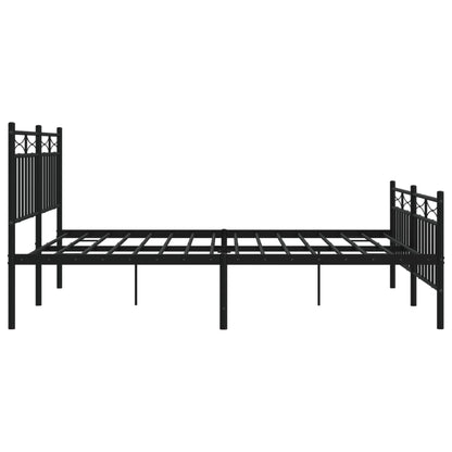 Sleek Black Metal Bed Frame with Footboard, 160x200cm - No Mattress