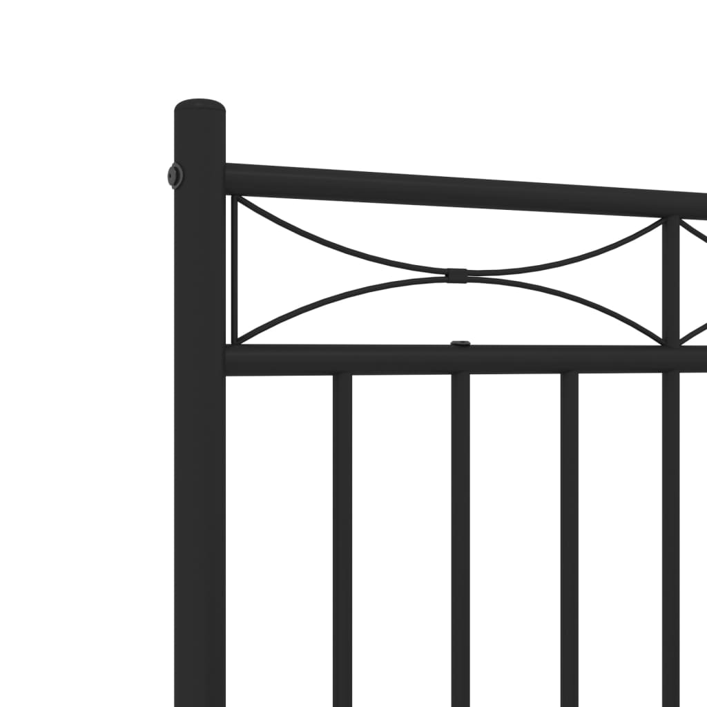 Sleek Black Metal Bed Frame with Footboard, 160x200cm - No Mattress