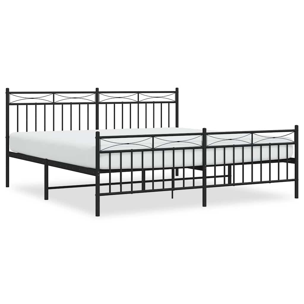 Black Metal Bed Frame with Footboard 183x213cm - No Mattress