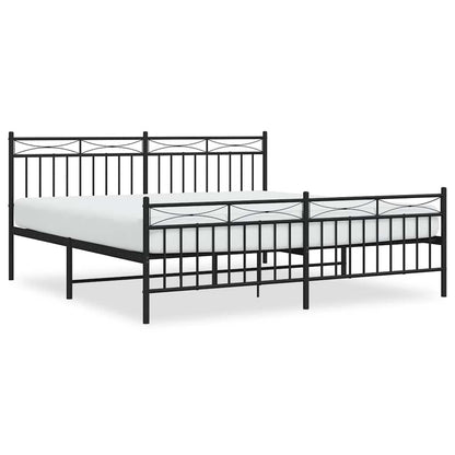 Black Metal Bed Frame with Footboard 183x213cm - No Mattress