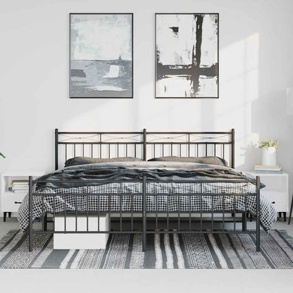 Black Metal Bed Frame with Footboard 183x213cm - No Mattress