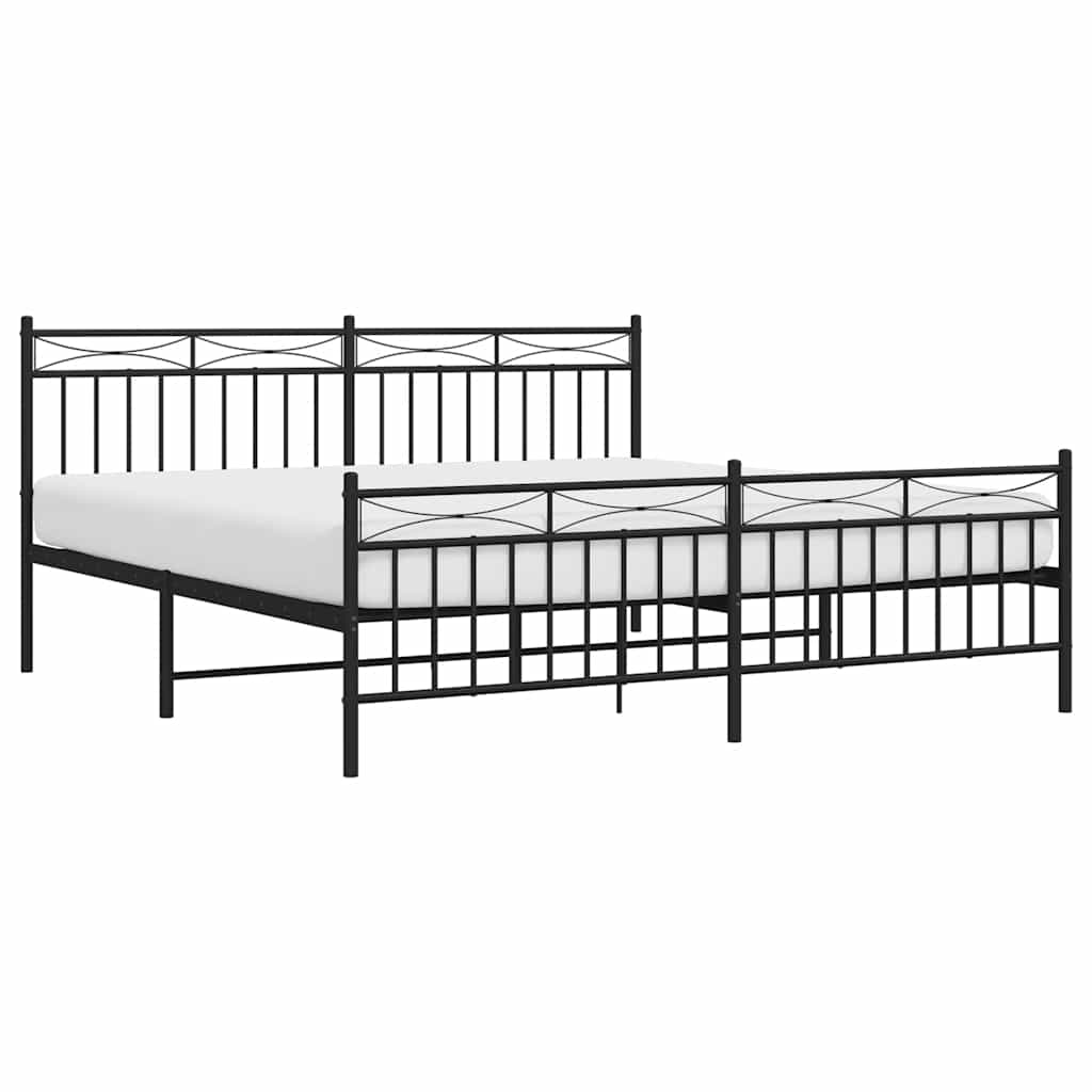 Black Metal Bed Frame with Footboard 183x213cm - No Mattress