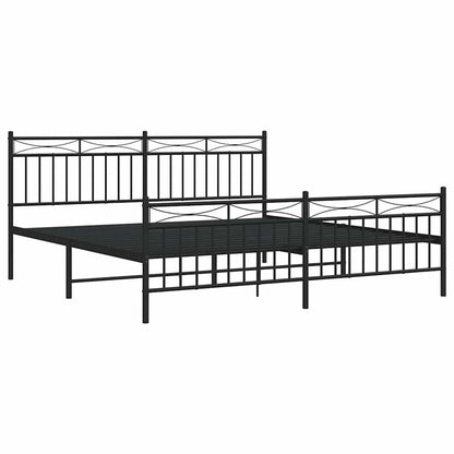 Black Metal Bed Frame with Footboard 183x213cm - No Mattress