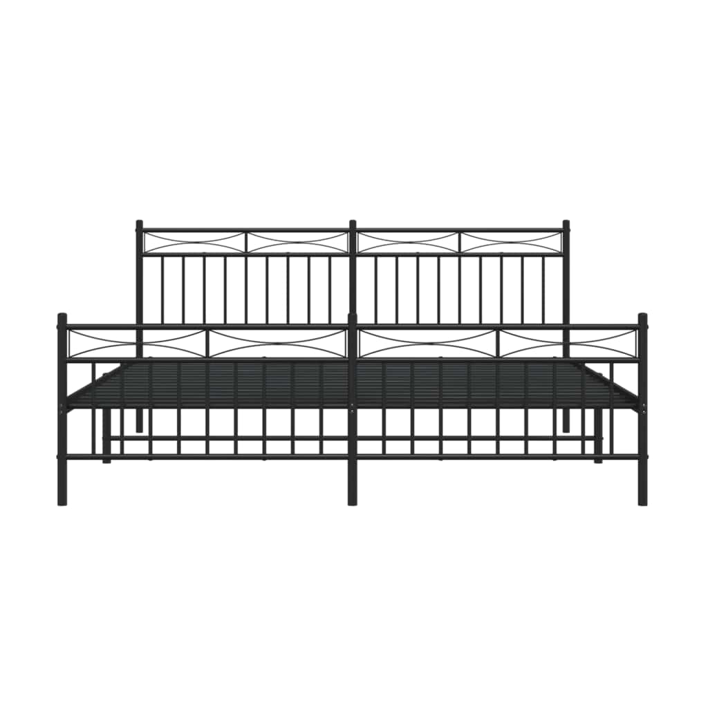 Black Metal Bed Frame with Footboard 183x213cm - No Mattress