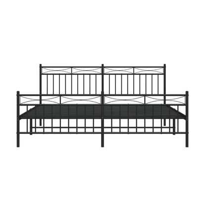 Black Metal Bed Frame with Footboard 183x213cm - No Mattress