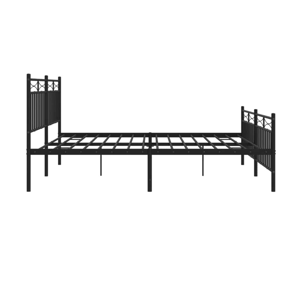 Black Metal Bed Frame with Footboard 183x213cm - No Mattress