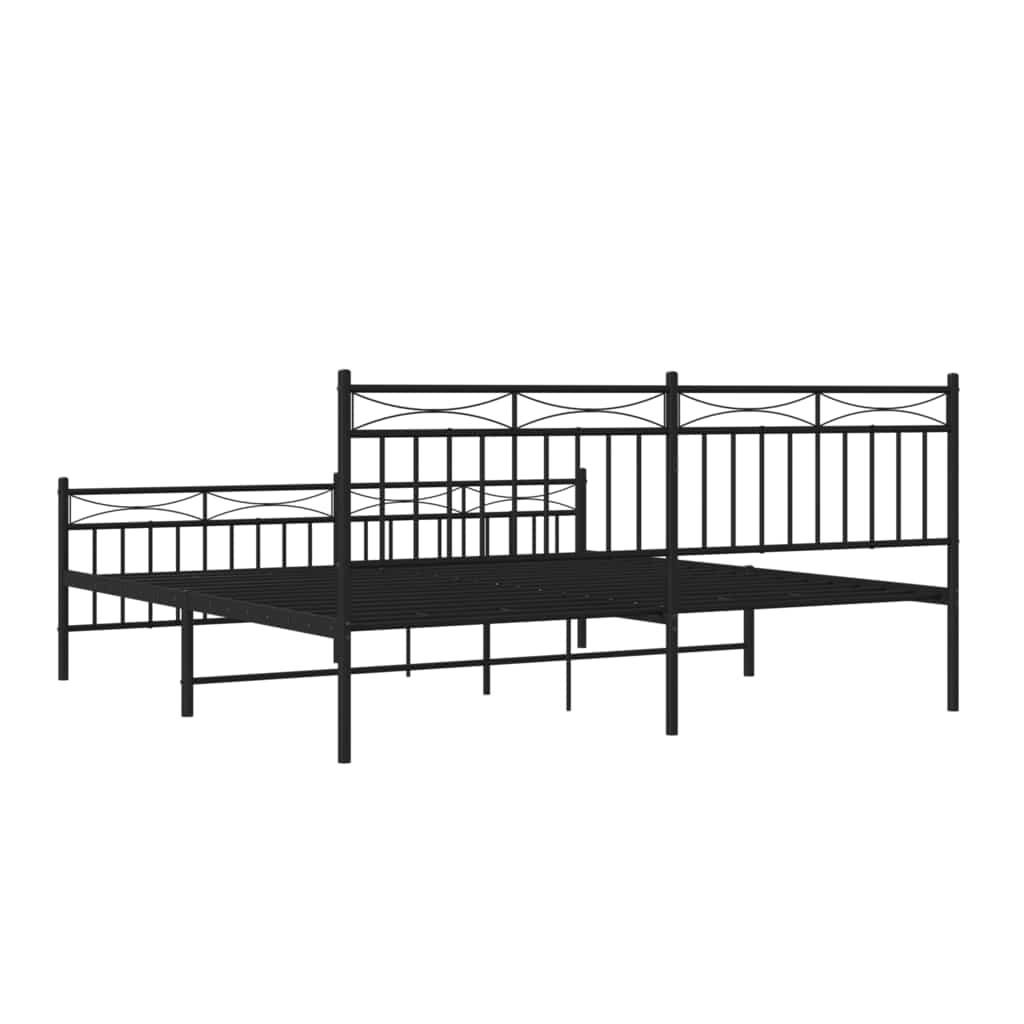 Black Metal Bed Frame with Footboard 183x213cm - No Mattress