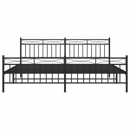 Sturdy Black Metal Bed Frame with Footboard 193x203cm