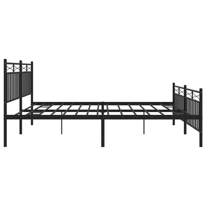 Sturdy Black Metal Bed Frame with Footboard 193x203cm