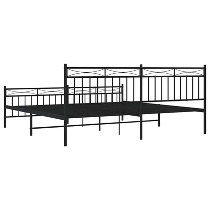 Sturdy Black Metal Bed Frame with Footboard 193x203cm